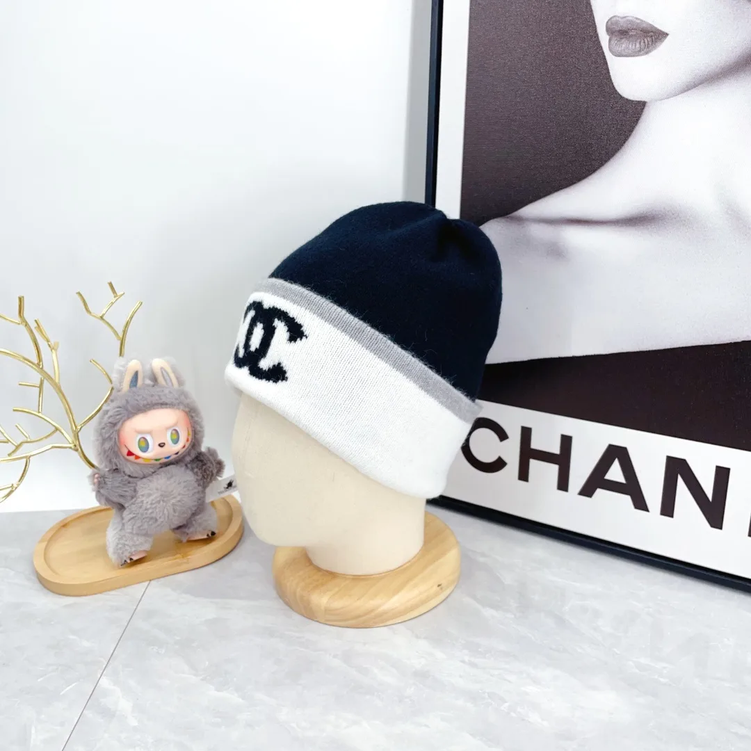 Chanel Striped Beanie in Black · view 4