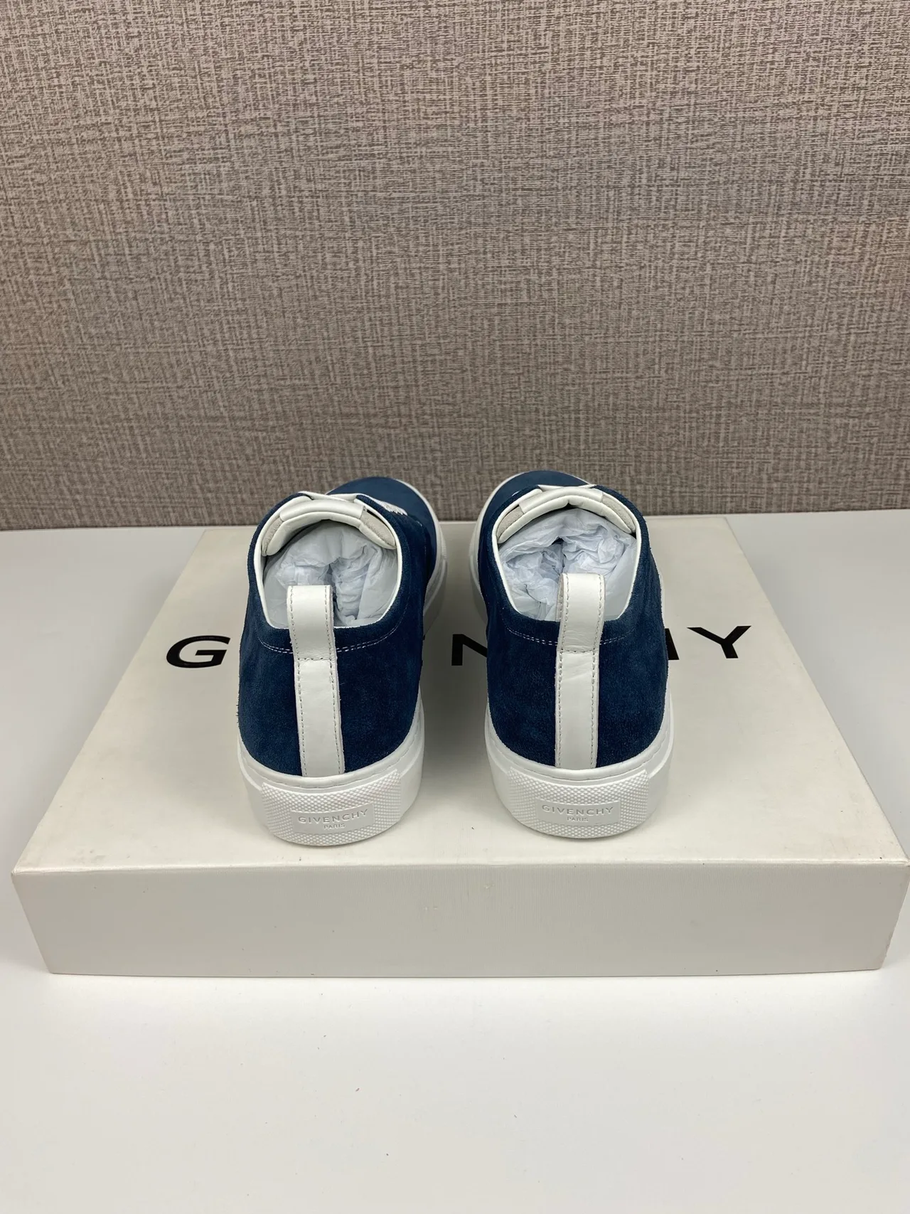 Givenchy Cowhide Suede-Look New City Sneakers in Blue · view 3