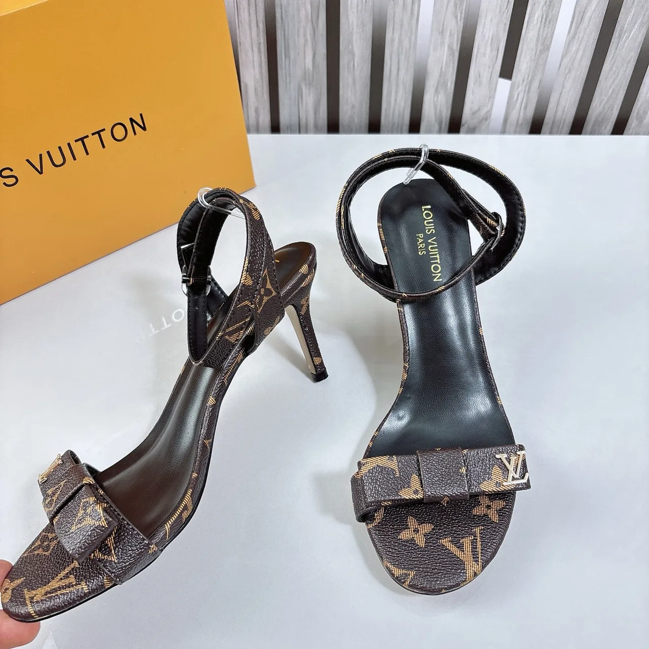 Louis Vuitton Monogram Ankle Strap Sandals in Brown · view 7