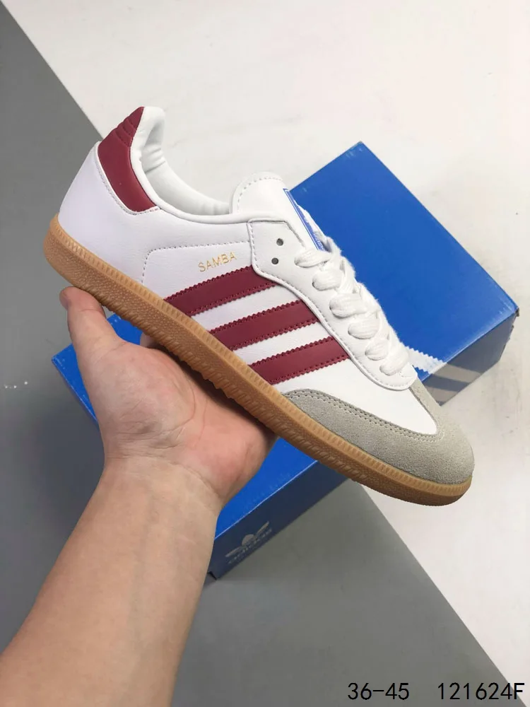 Adidas Low-Top Sneakers in White & Cream & Black & Burgundy · view 1