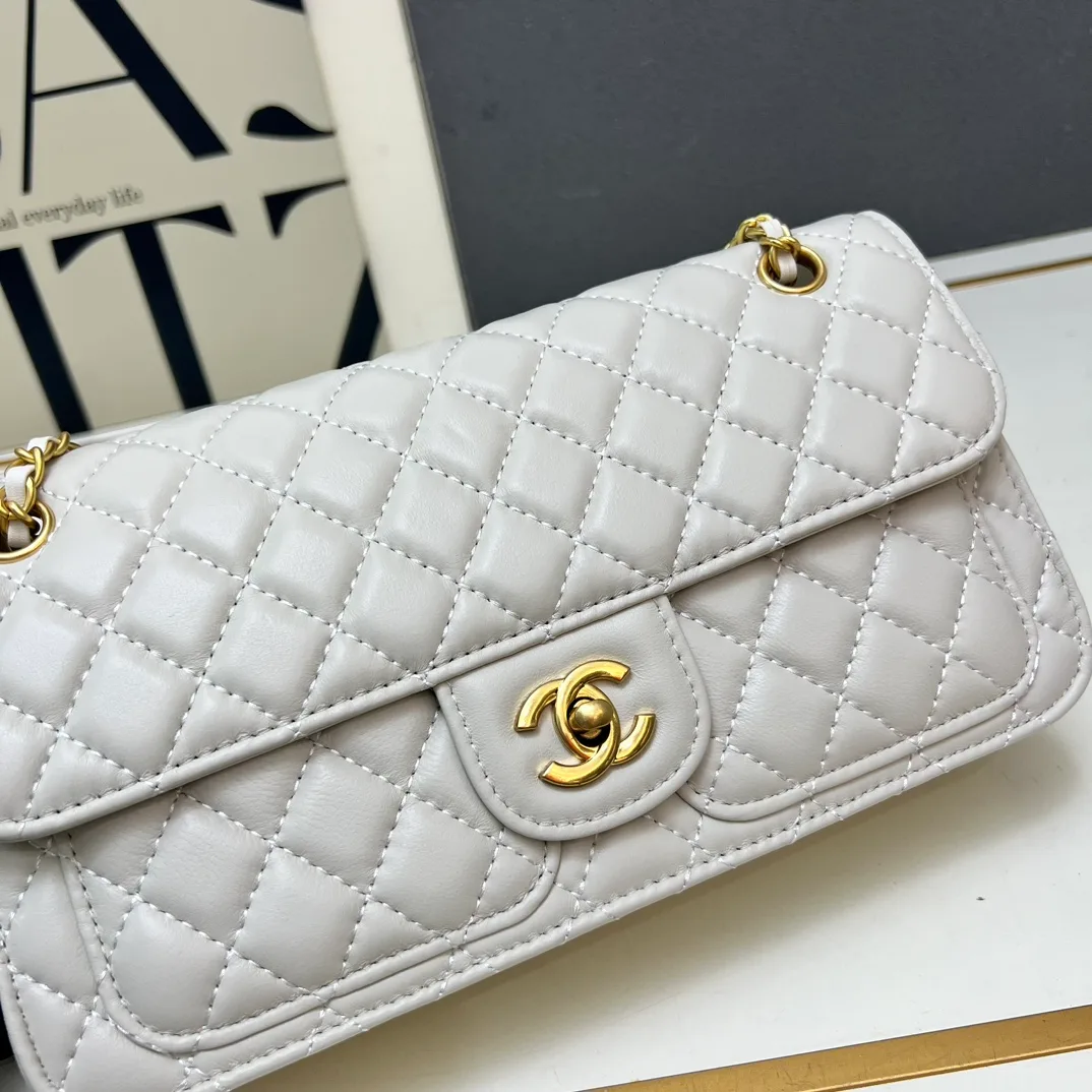 Chanel Quilted Clutch in White · view 4