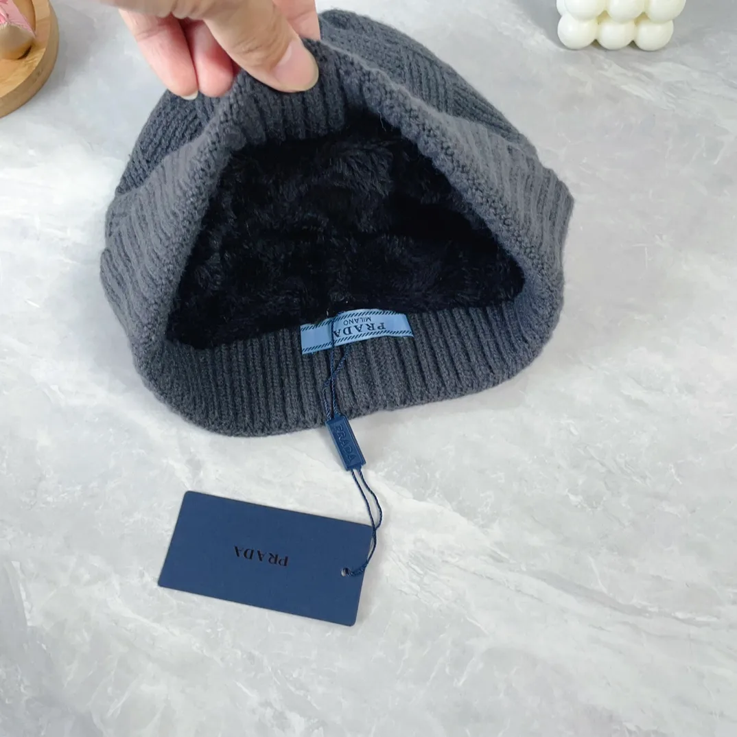 Prada Wool Ribbed Hat and Scarf Set in Grey · view 8