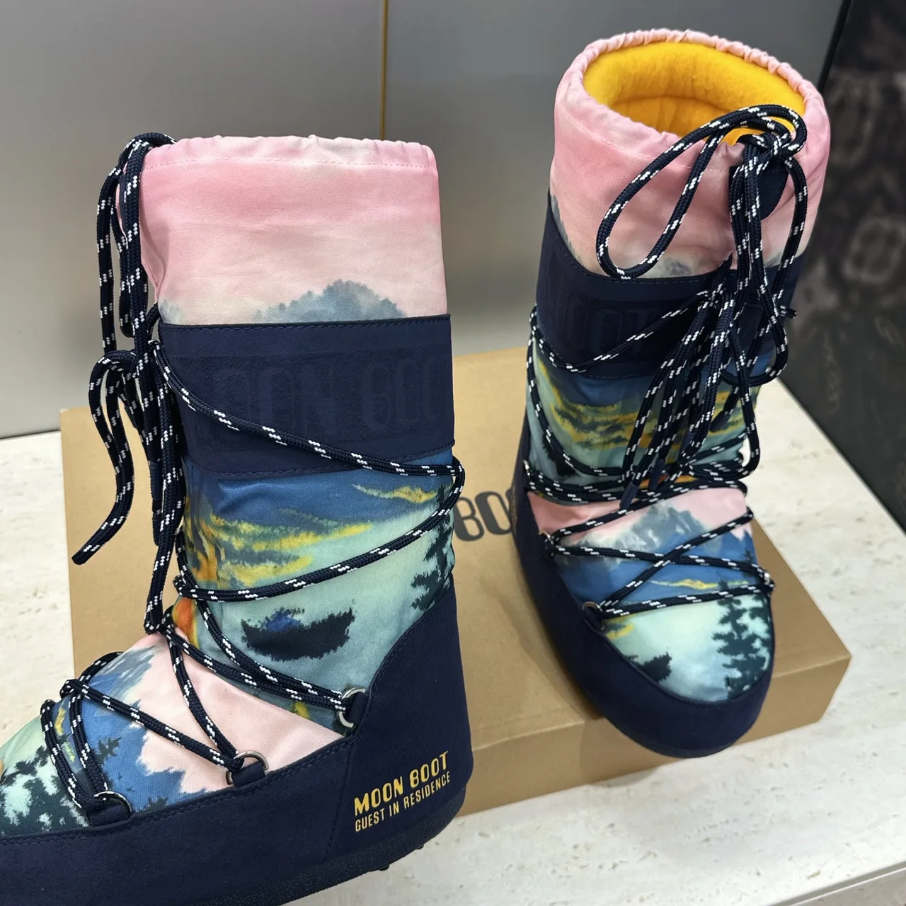 Moon Boot Lace-Up Snow Boots in Blue · view 6
