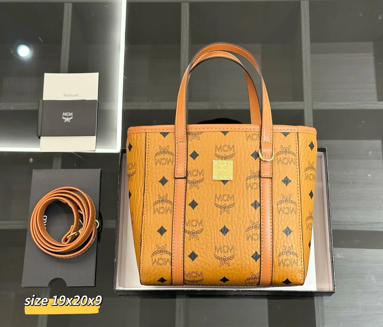 MCM Monogram Top-Handle Tote in Beige & Orange & Pink & Grey · view 2