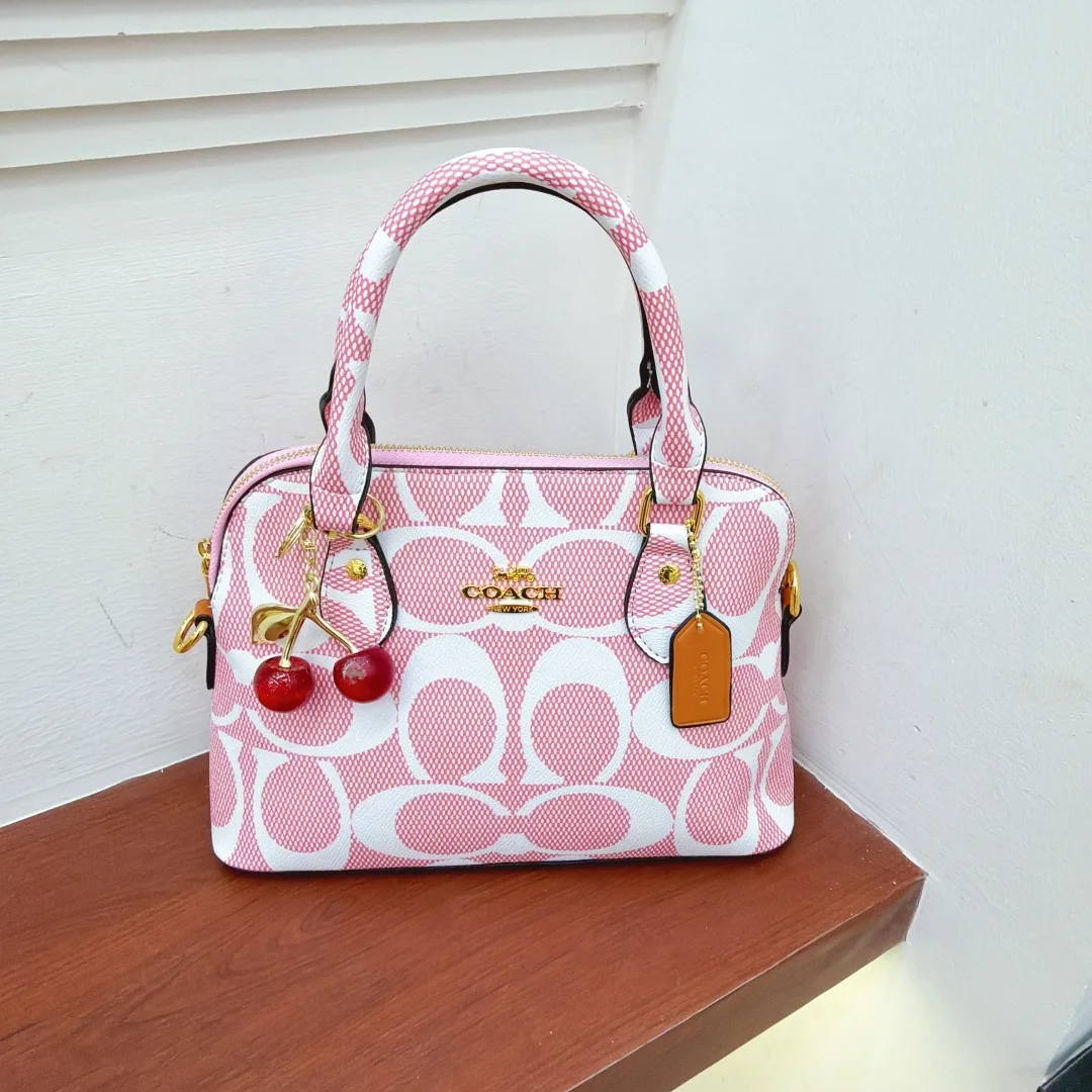 Coach Signature Handbag in Beige & Pink & Black & White & Brown & Grey · view 2