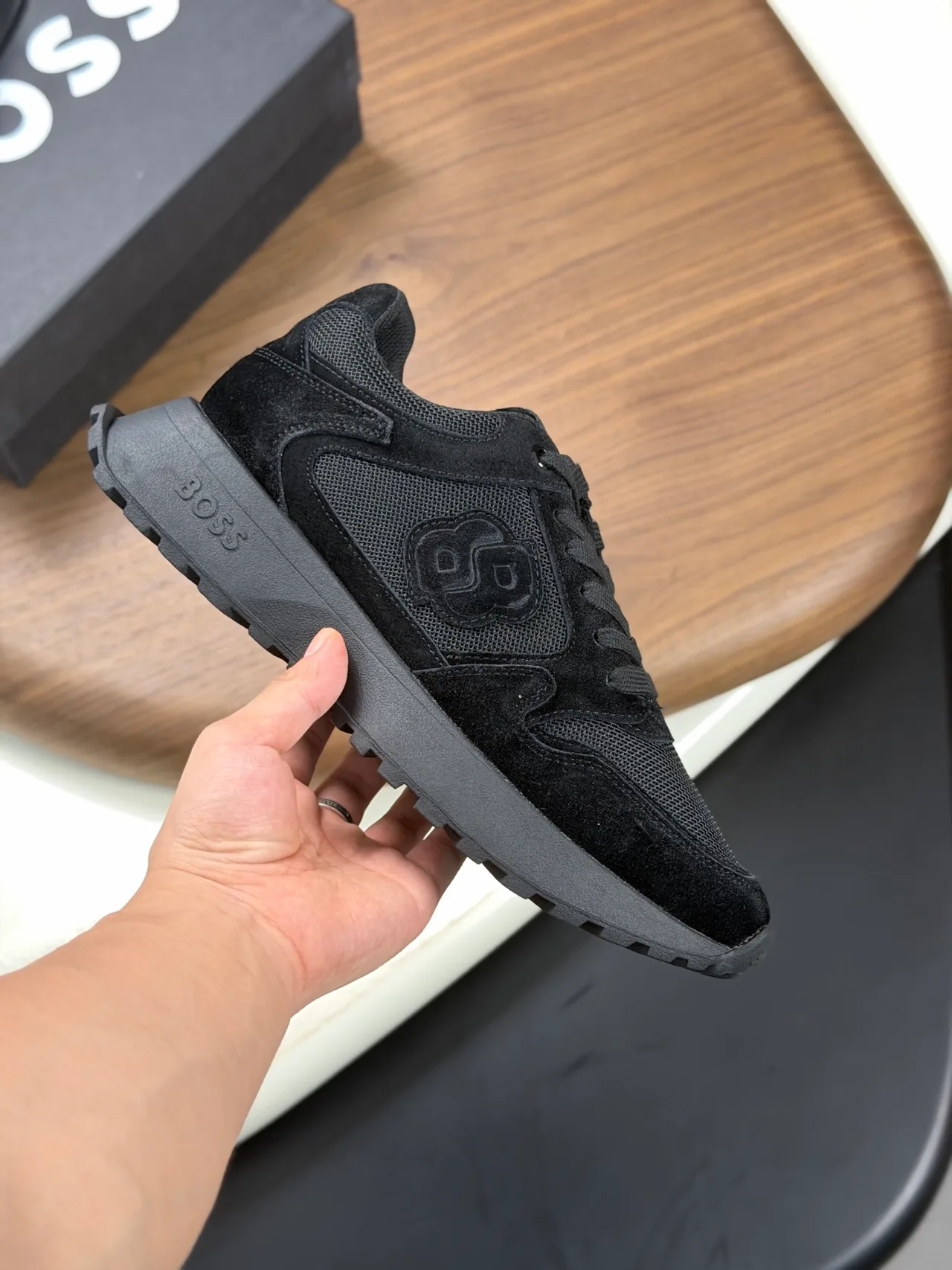 Boss Calfskin Sneakers in Black · view 5