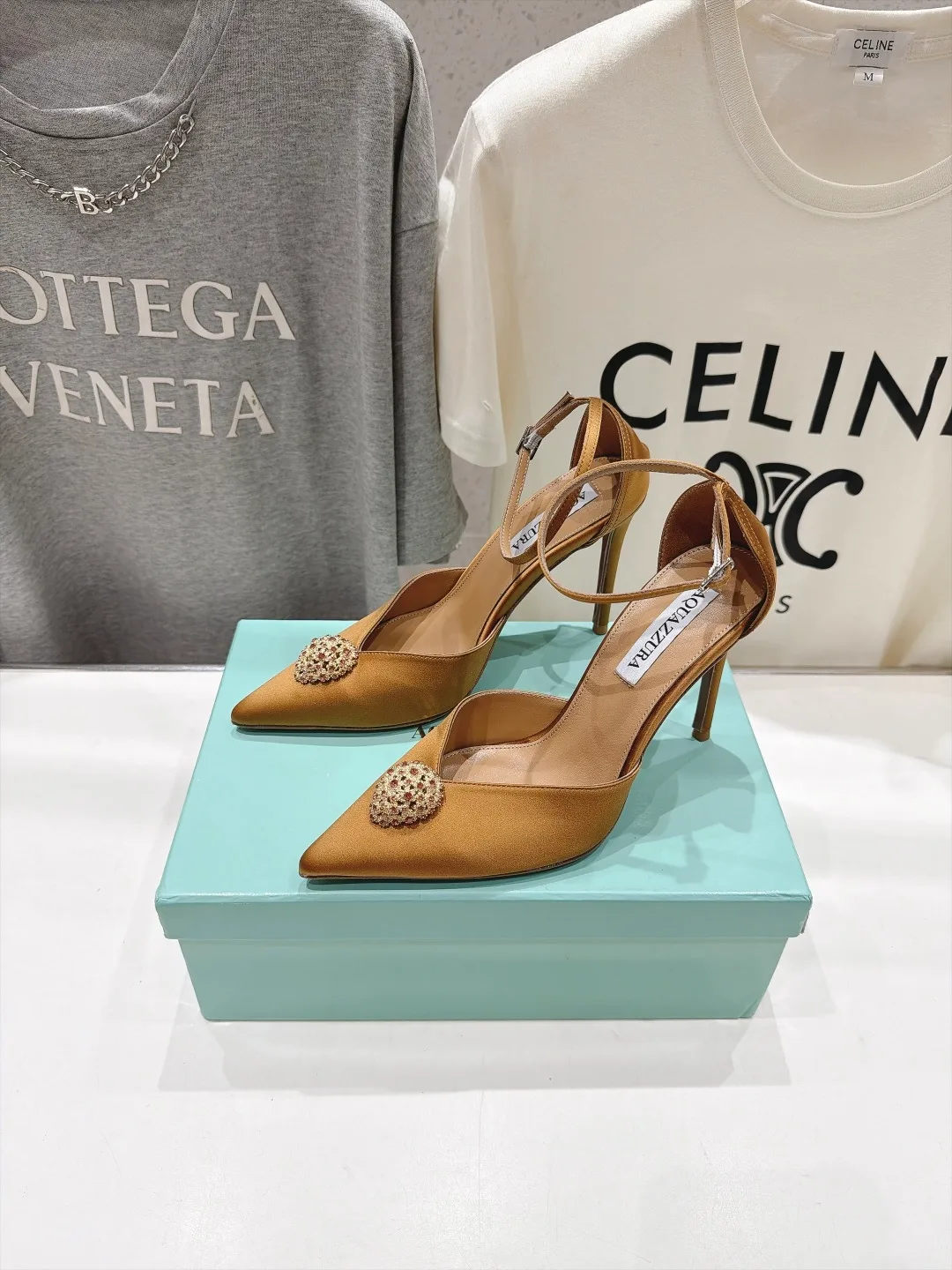 Aquazzura Silk Glossy Pointed-Toe Pointed Slingback Pumps in Yellow · view 4