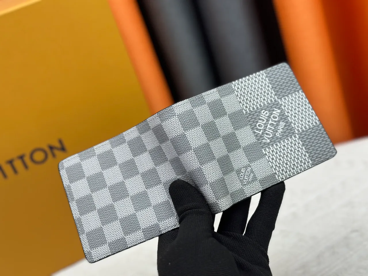 Louis Vuitton Check Wallet in Grey · view 3