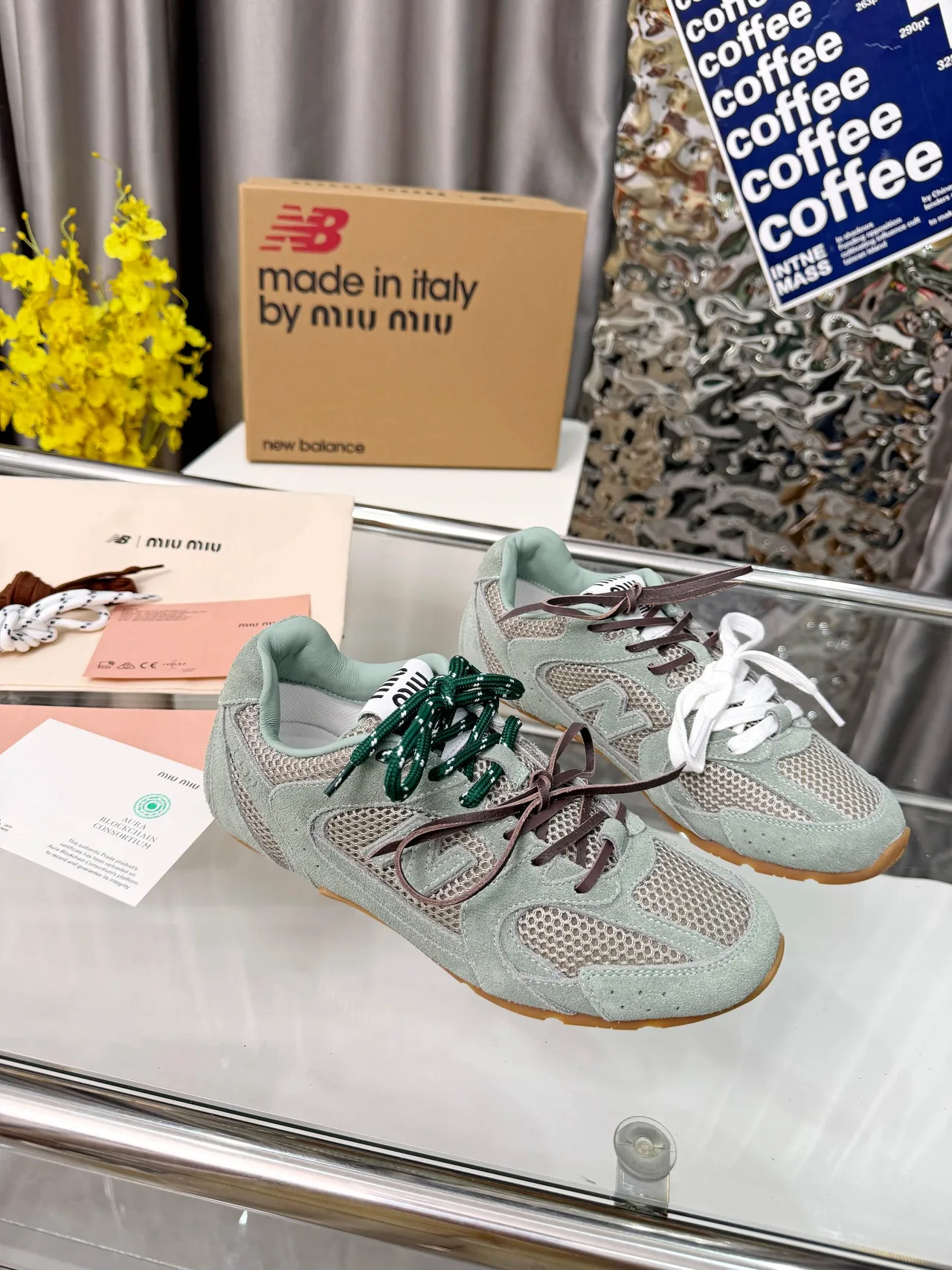 Miu Miu Cowhide New Balance 530SL Sneakers in Grey · view 1