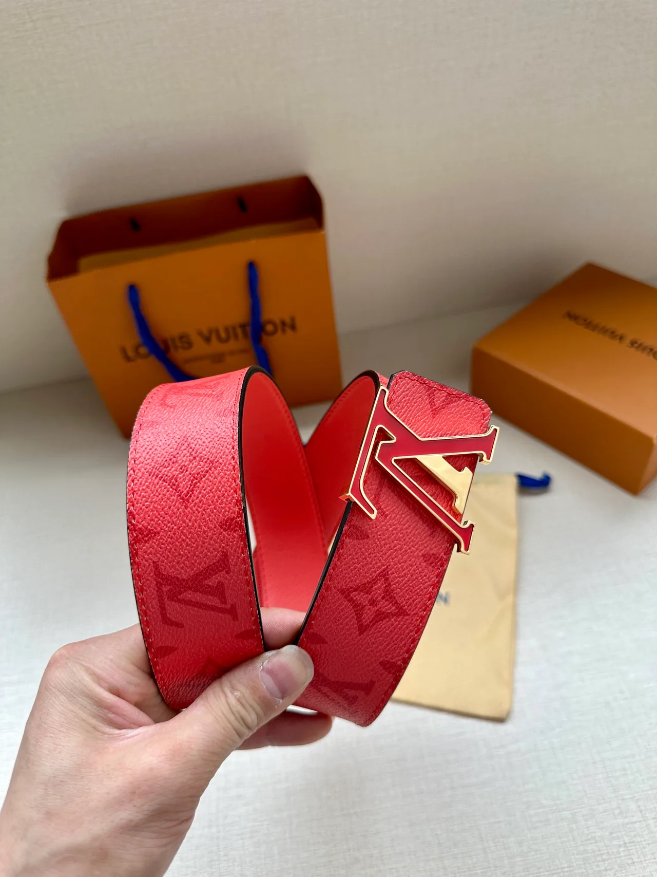 Louis Vuitton Canvas Smooth Belt in Red · view 4