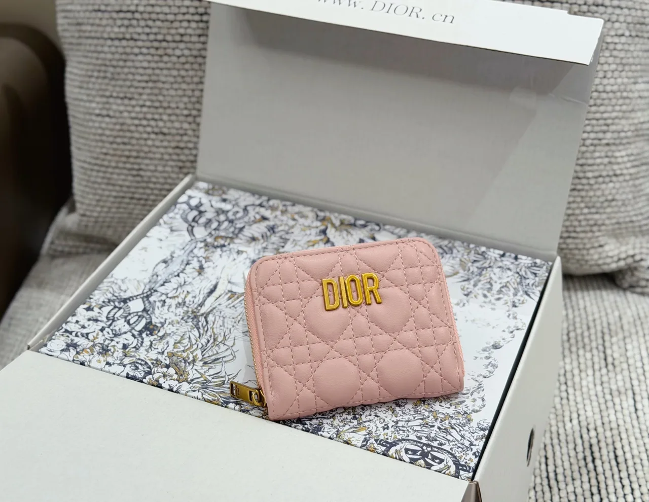 Dior Zip Wallet in Pink & Red & White & Beige & Black & Grey & Blue · view 1