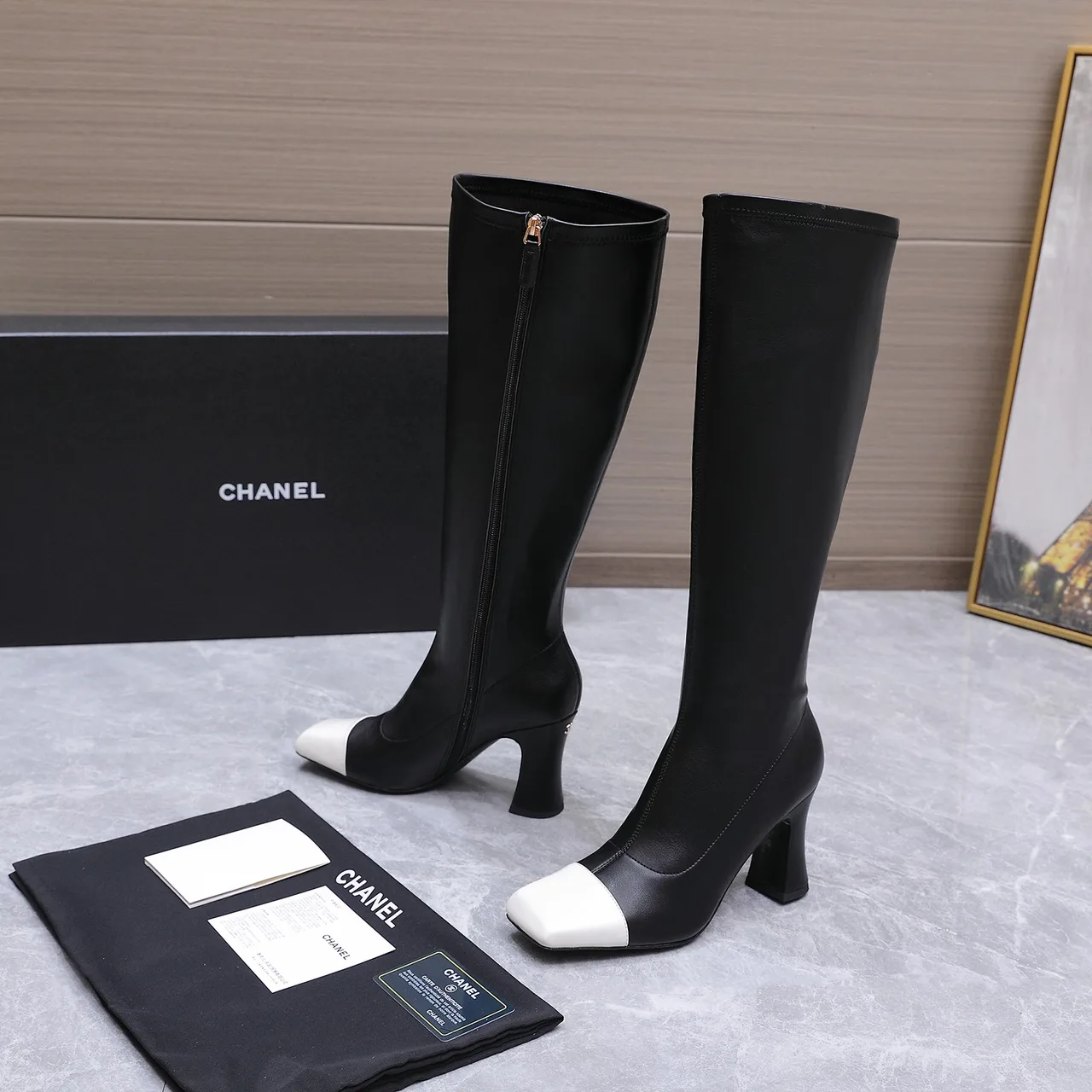 Chanel Cowhide Knee-High Boots in Black · view 4