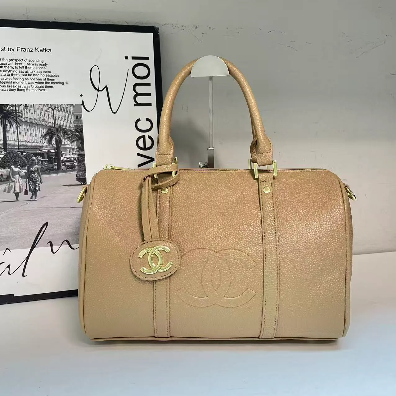 Chanel Pillow CC bowling handbag in Blue & Pink & Beige & Burgundy & Yellow & Cream & Brown & Black · view 3