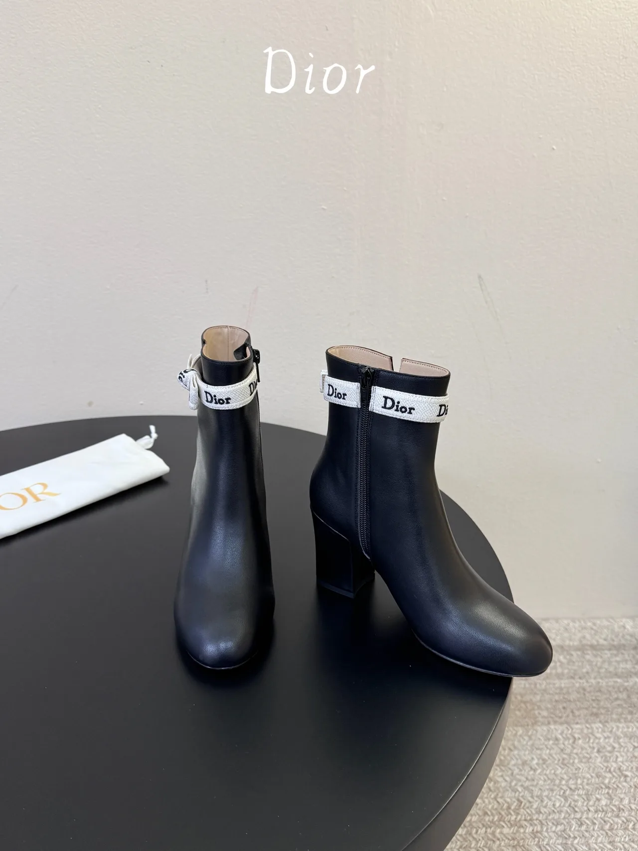 Dior Cowhide Glossy Ankle Boots in Black · view 3