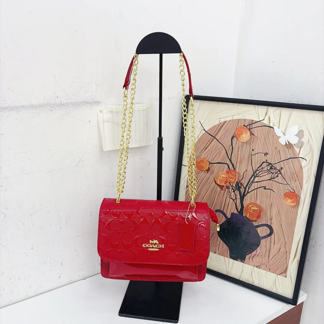 Coach Chain Flap Bag in Tan & Brown & Green & White & Red & Black · view 5