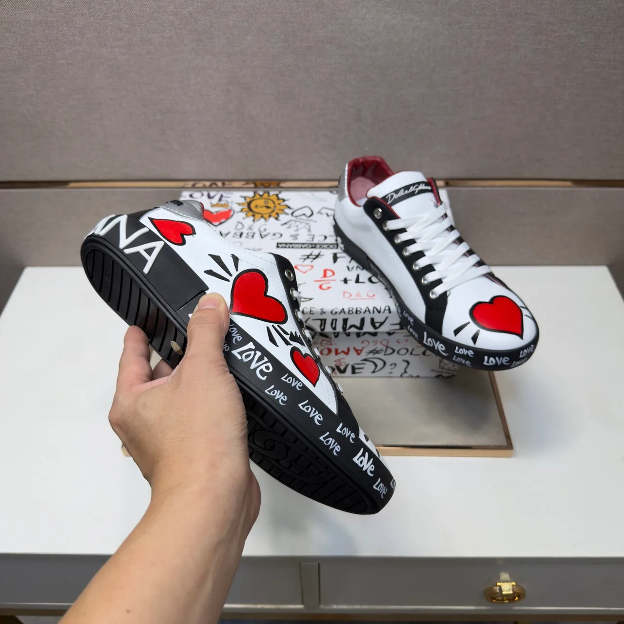 Dolce & Gabbana Leather Sneakers in White · view 7