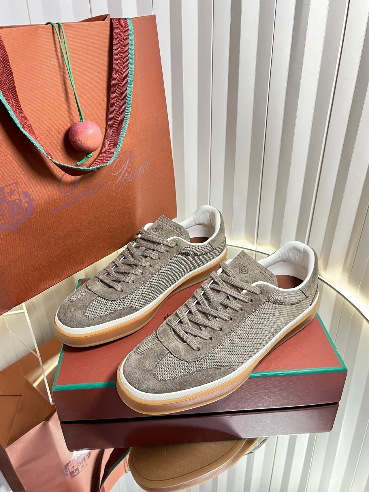 Loro Piana Cashmere Low-Top Sneakers in Grey · view 1