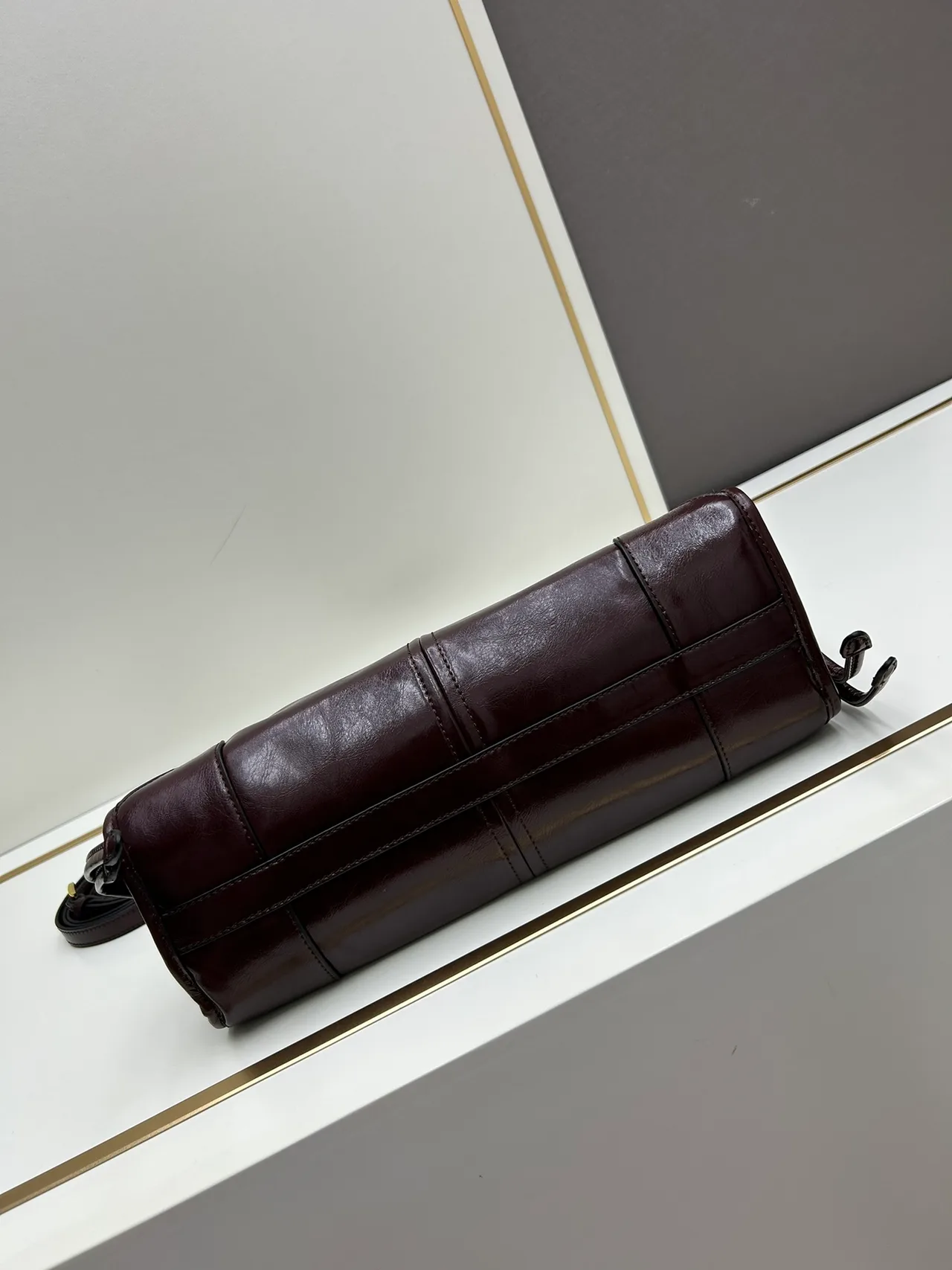 Prada Glossy Top-Handle Bag in Burgundy · view 5