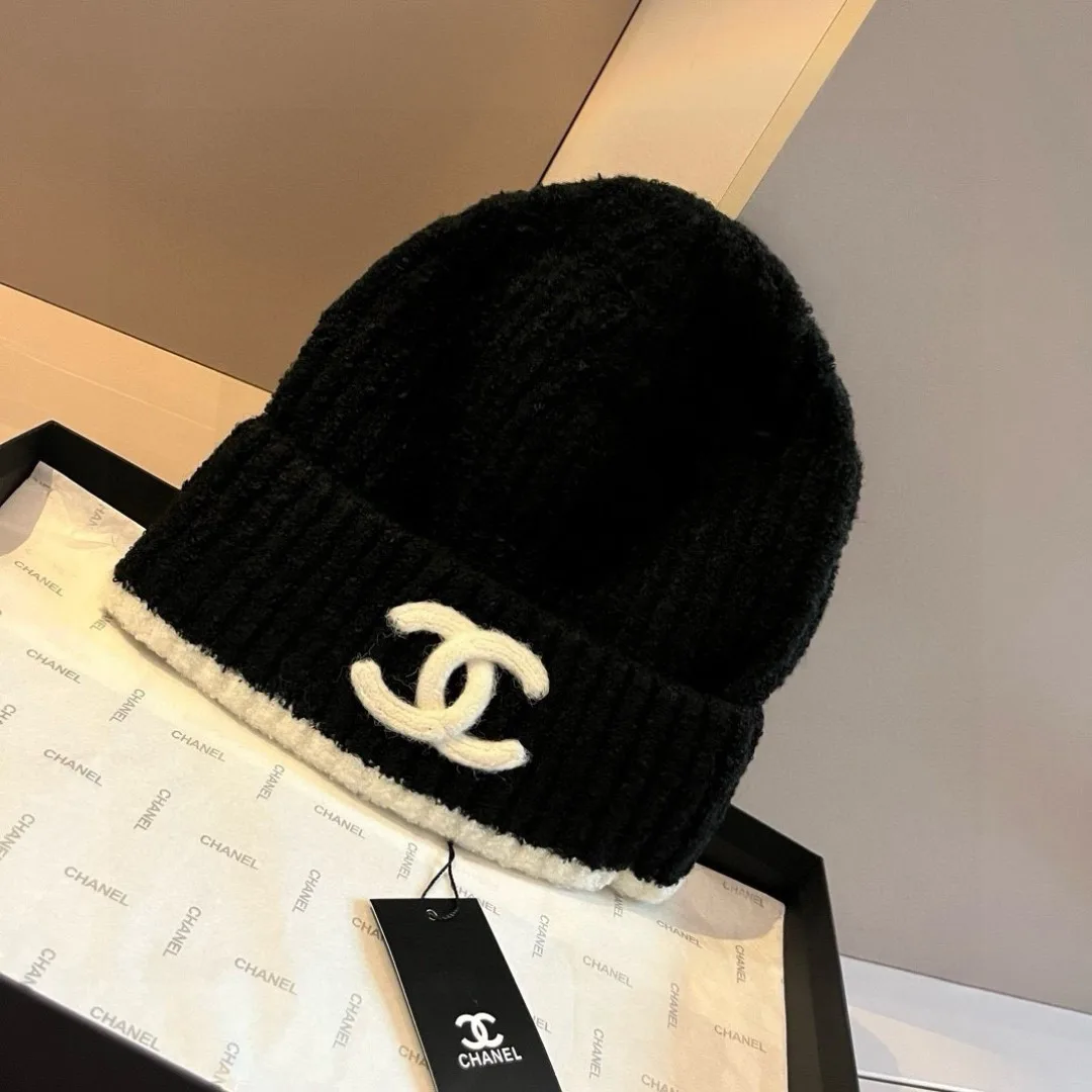 Chanel Ribbed Knit Beanie in Black · view 5