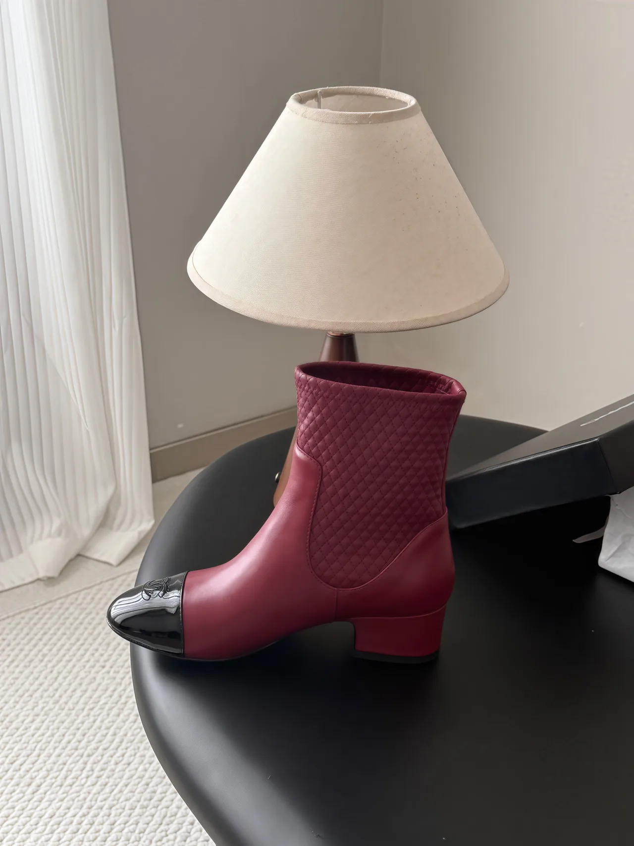 Chanel Cowhide Boots in Burgundy · view 8