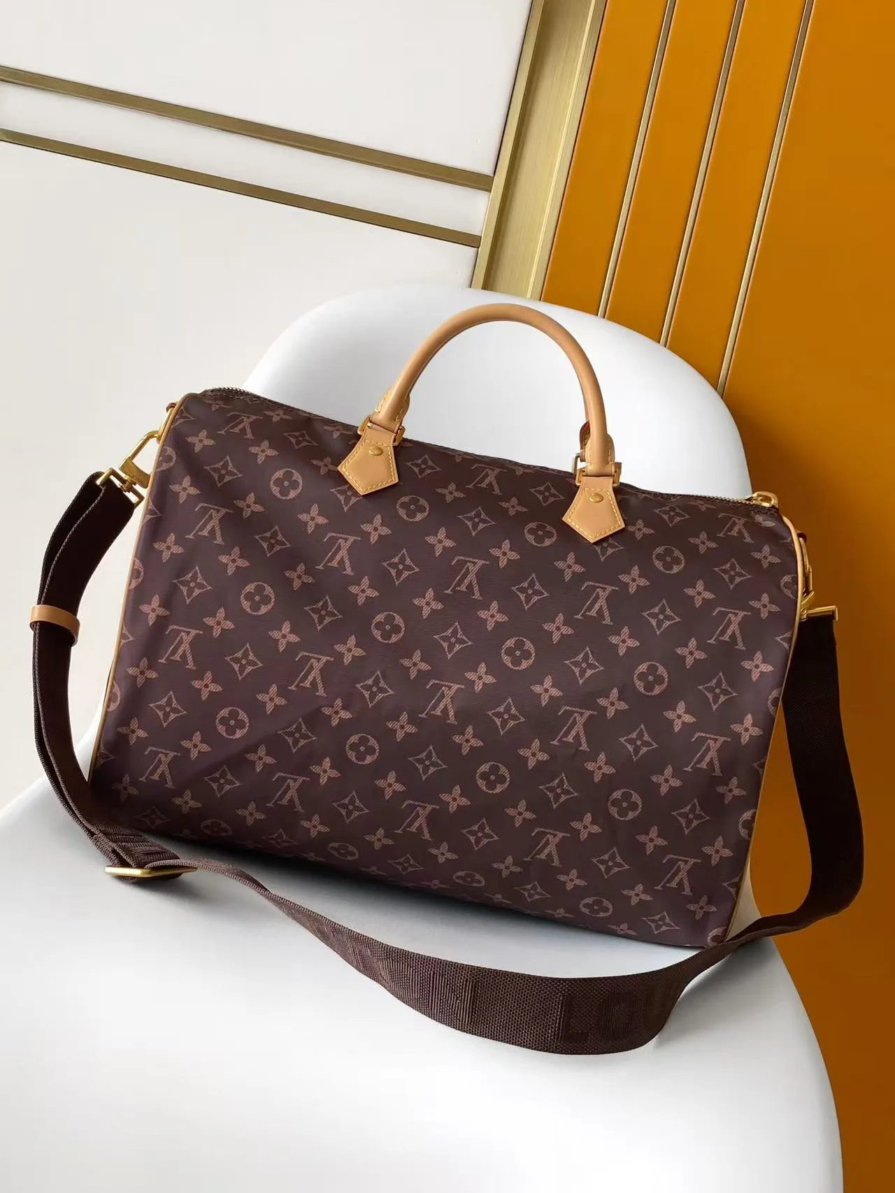 Louis Vuitton Canvas Monogram Glossy Duffel Bag in Brown · view 3