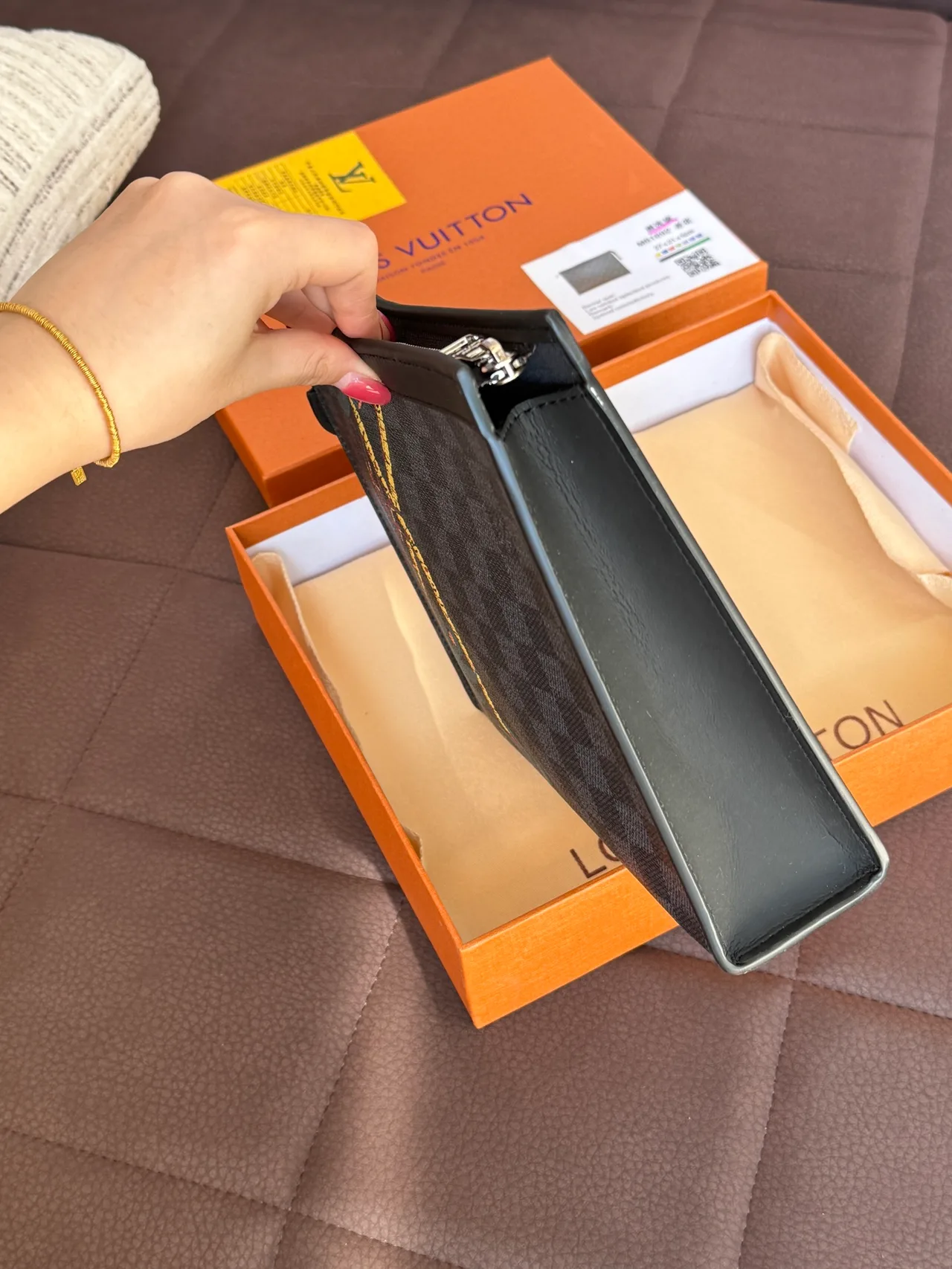 Louis Vuitton Smooth Zip Clutch in Grey · view 2