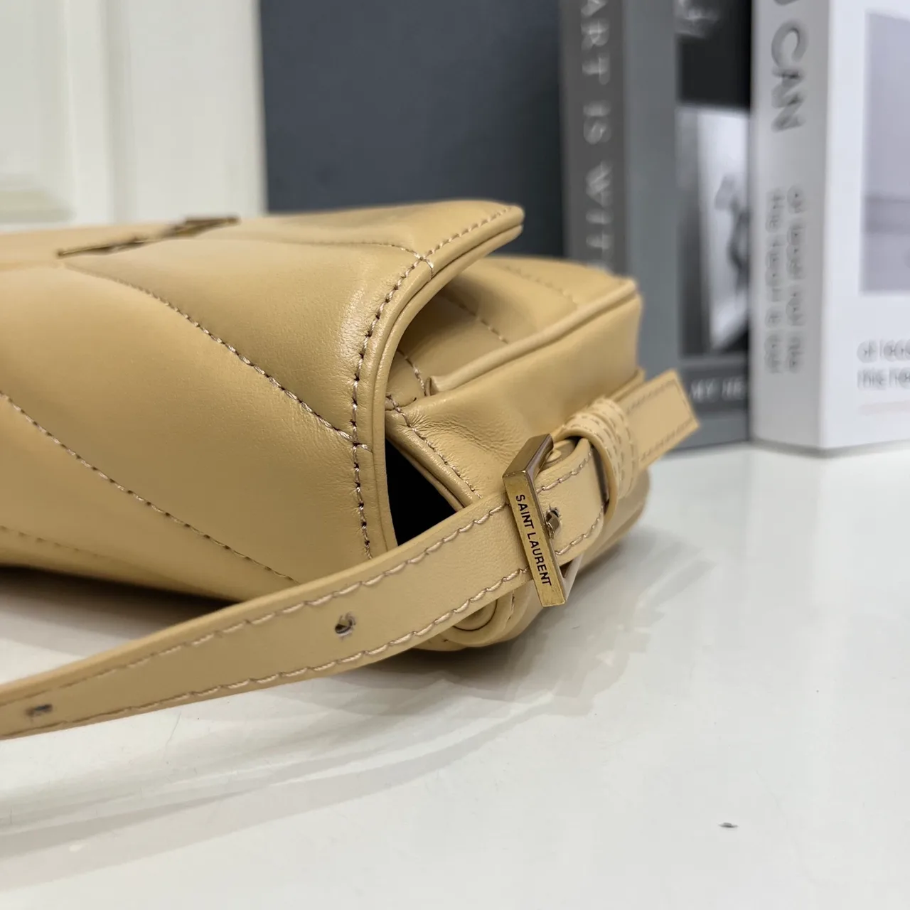 Saint Laurent Sheepskin Quilted Handbag in Beige · view 6