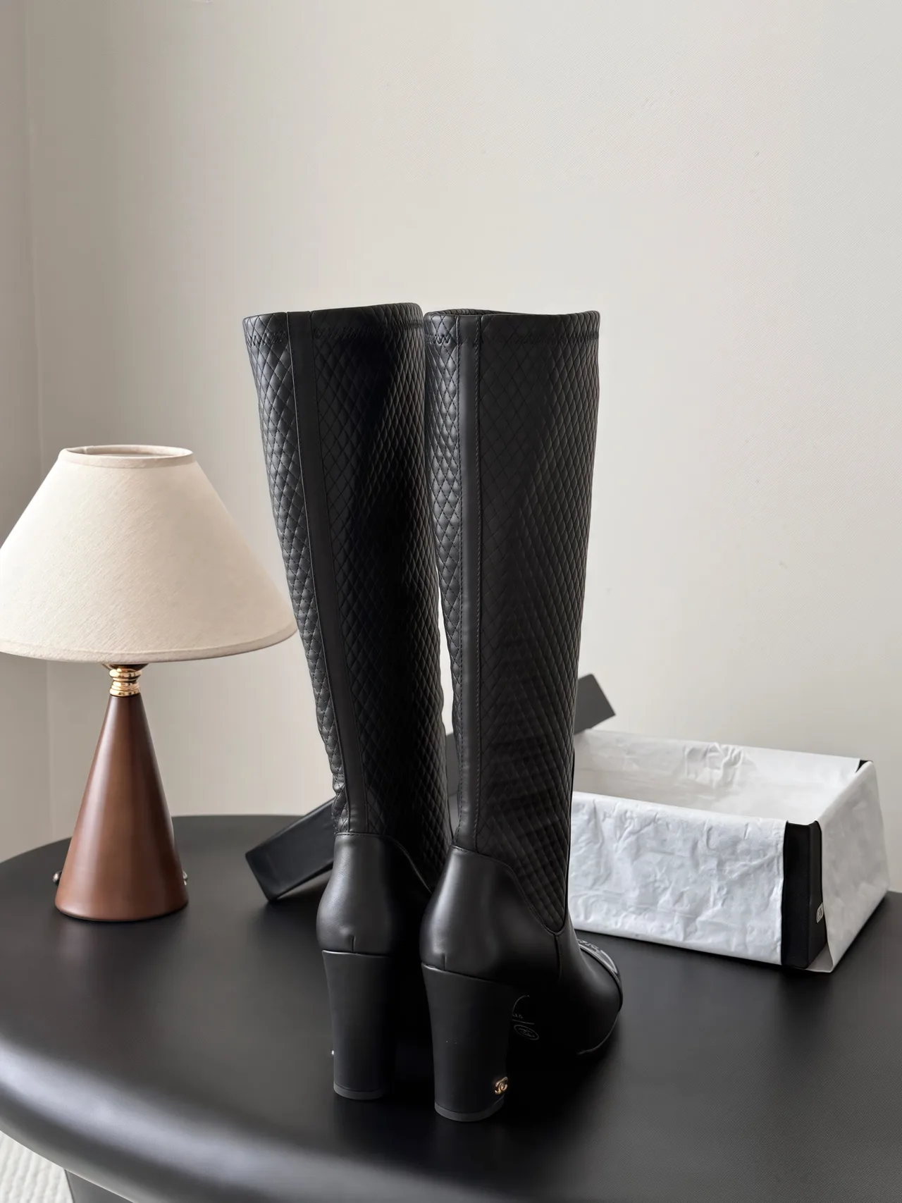 Chanel Cowhide Glossy Pointed-Toe Boots in Black · view 3