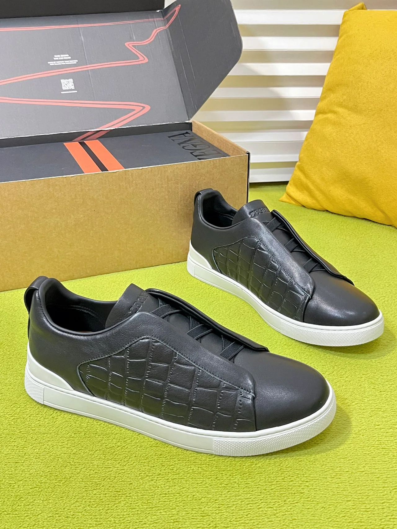 Zegna Slip-On Sneakers in Black · view 1