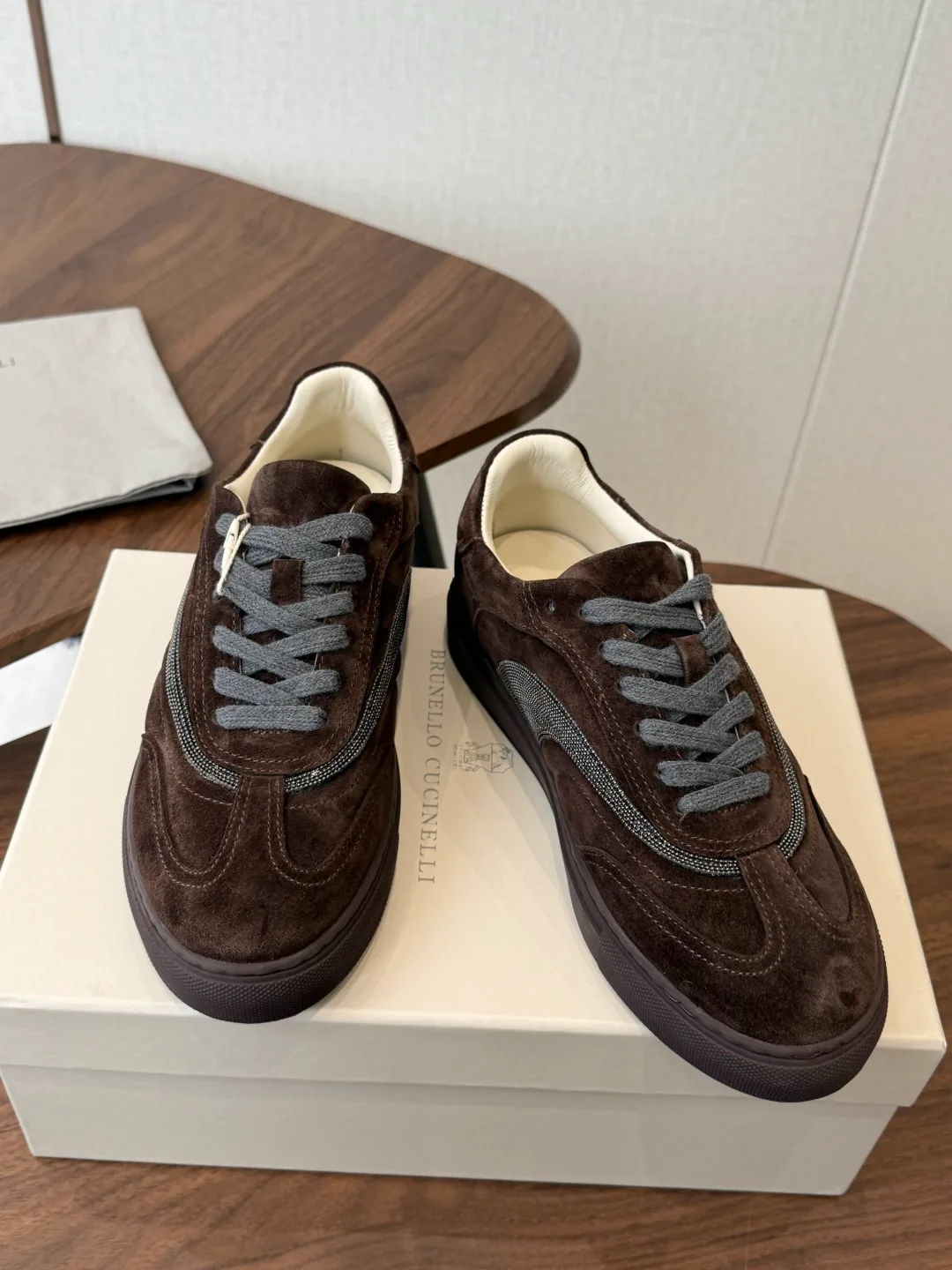 Brunello Cucinelli Cowhide Suede Sneakers in Brown · view 4