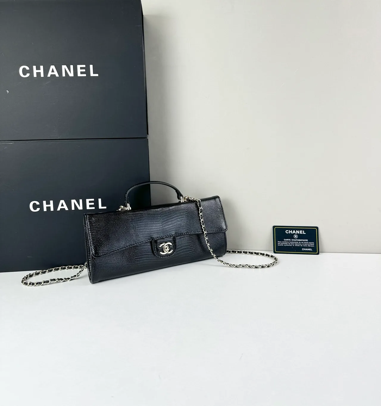 Chanel Baguette Top-Handle Clutch in Black · view 3