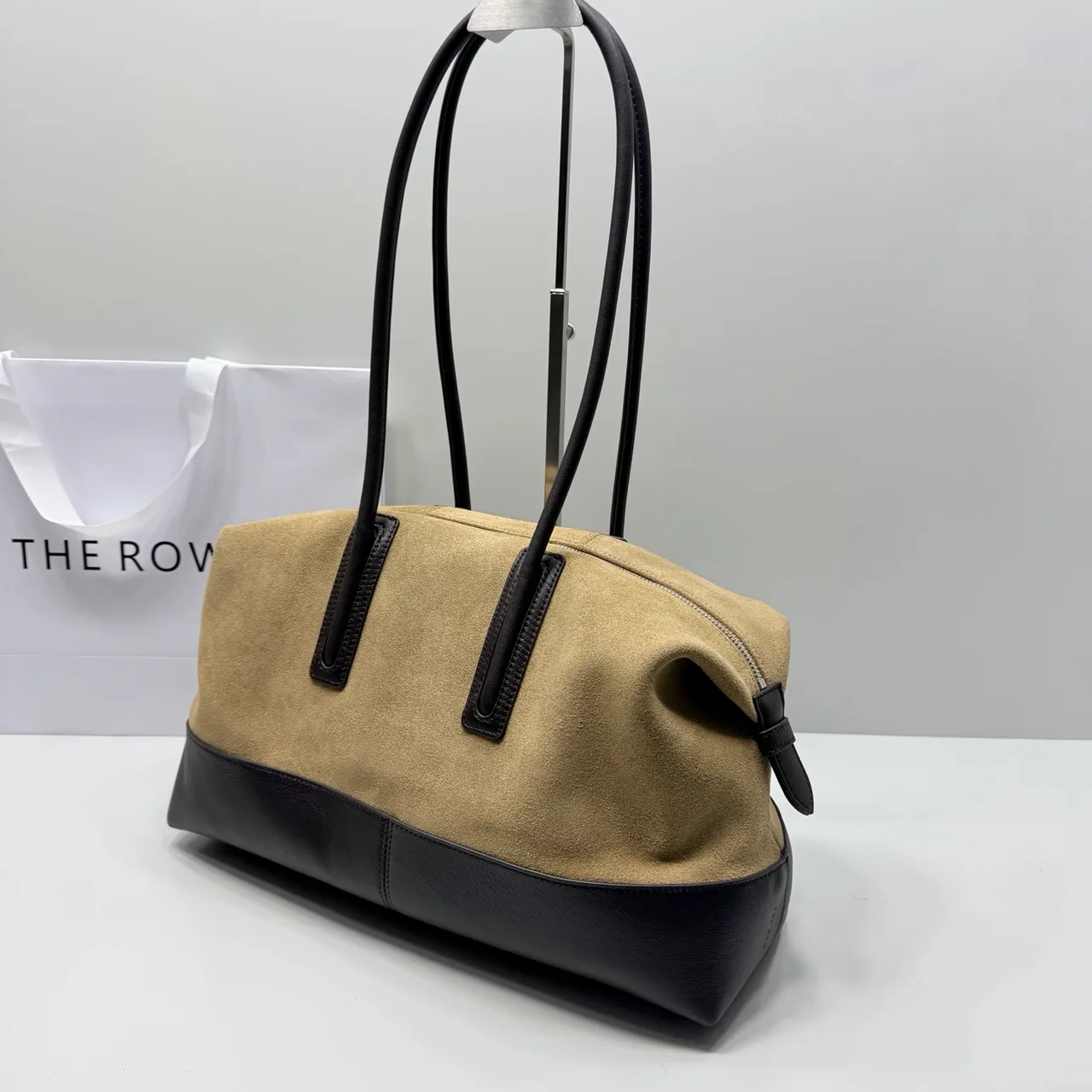 The Row Cowhide Suede Duffel Bag in Beige · view 4