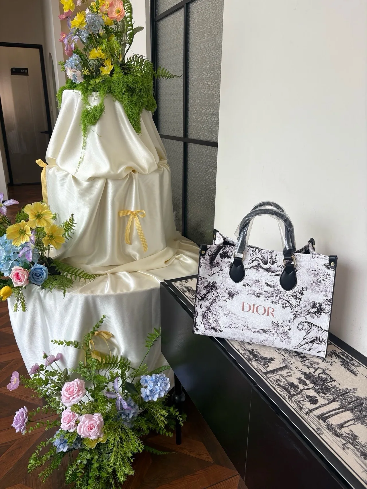 Dior Scenic-Print Structured Tote in White · view 2