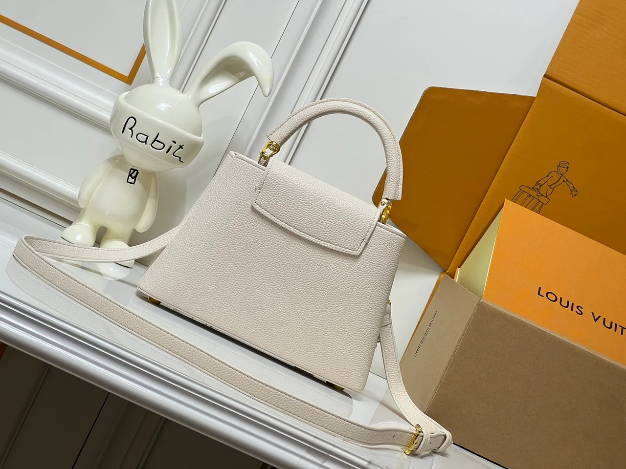 Louis Vuitton Cowhide Top-Handle Bag in White · view 4