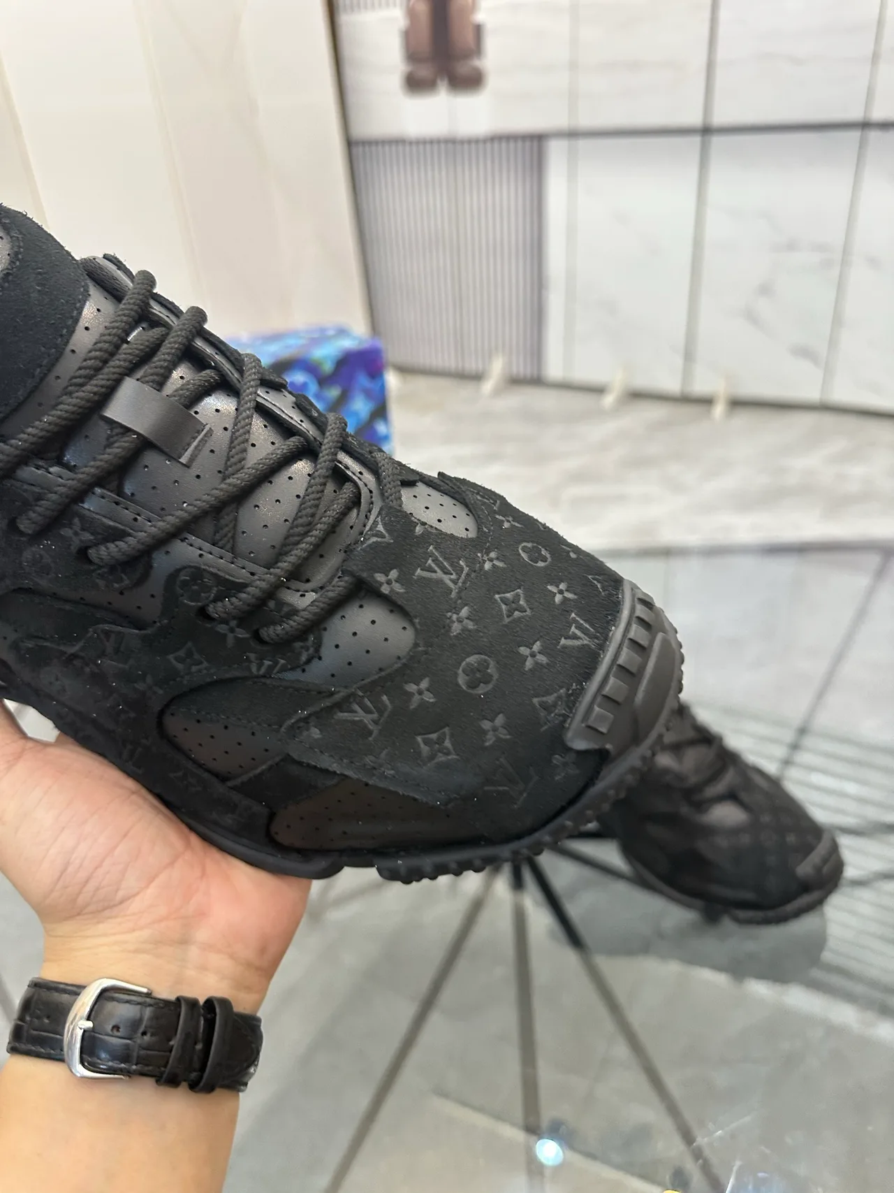 Louis Vuitton Cowhide Sneakers in Black · view 7