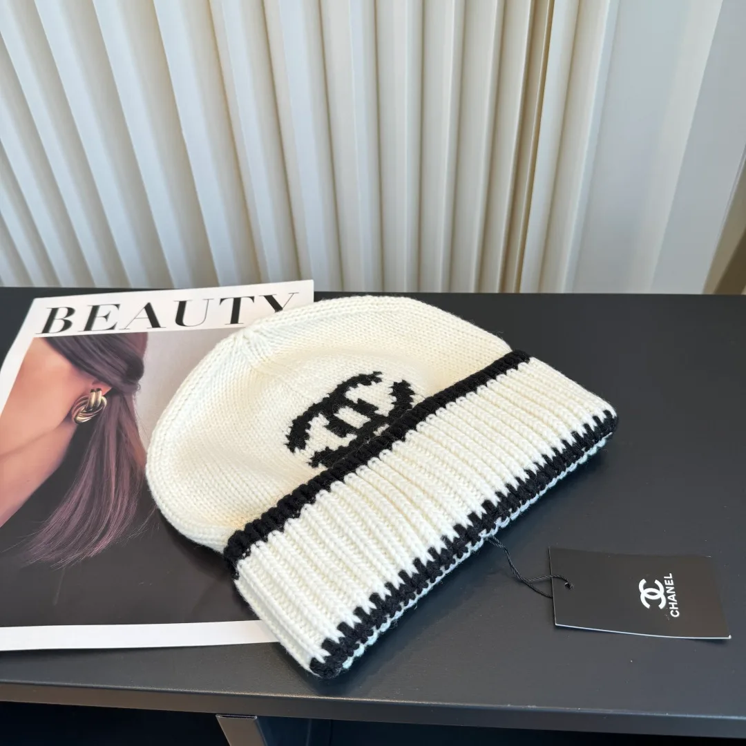 Chanel Knit Beanie in Cream · view 1