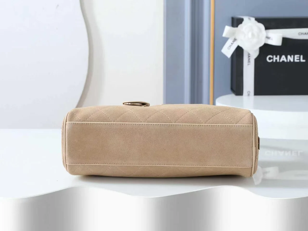 Chanel Quilted Shoulder Bag in Beige · view 4