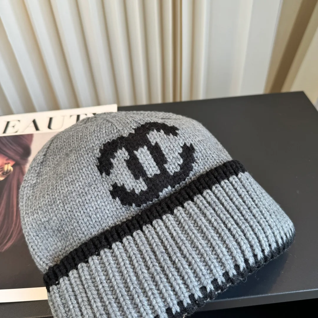Chanel Ribbed Beanie in Grey · view 5