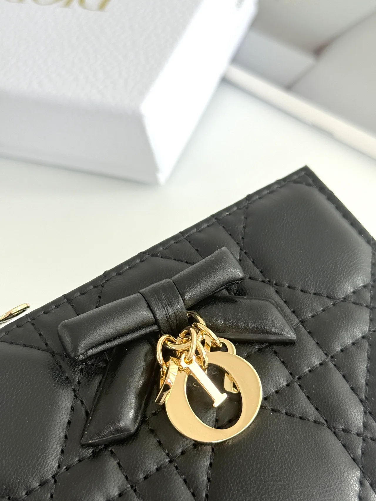 Dior Lambskin Quilted Glossy Wallet in Black · view 4