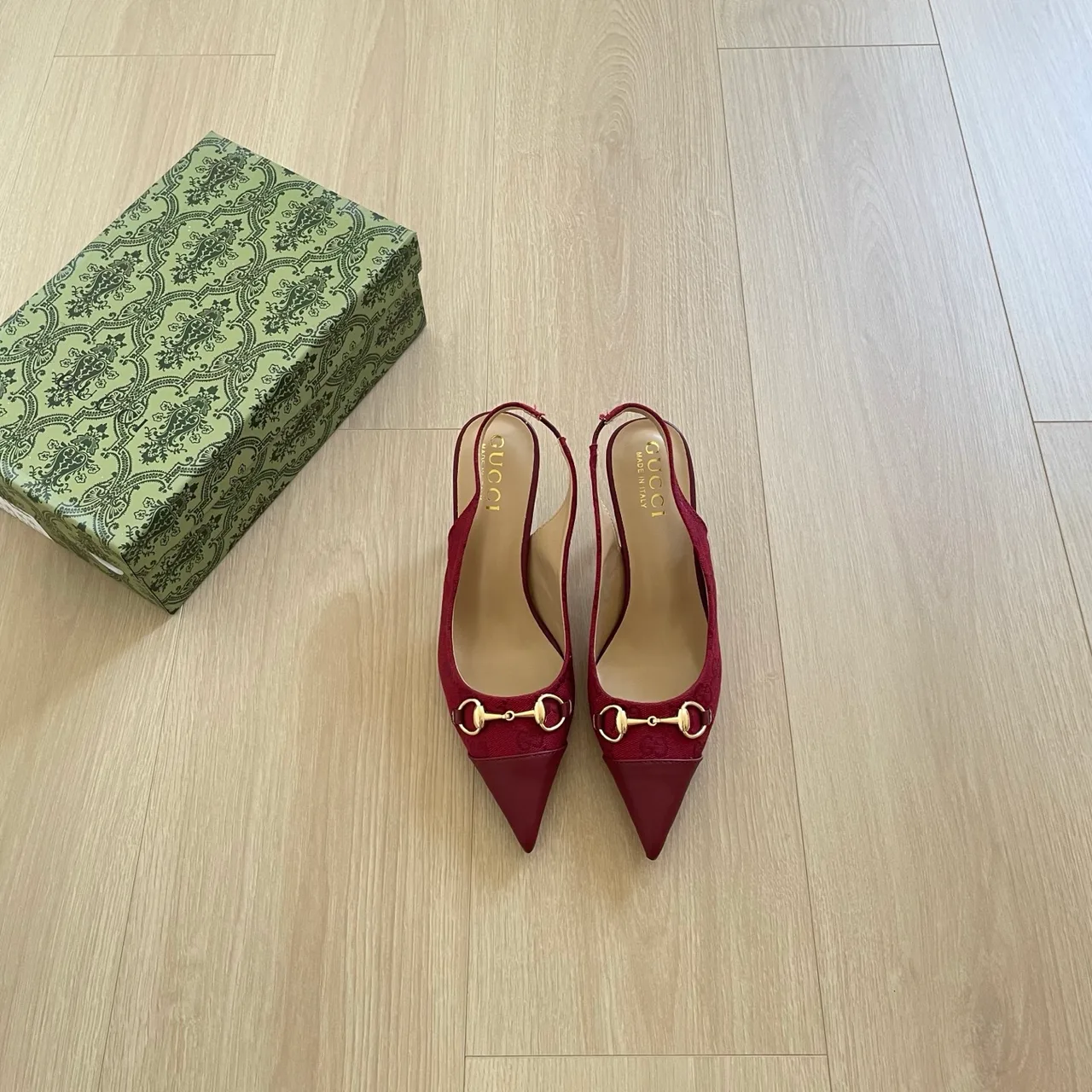 Gucci Crystal GG Slingback Pumps in Black / Gold / Red / Silver · view 3