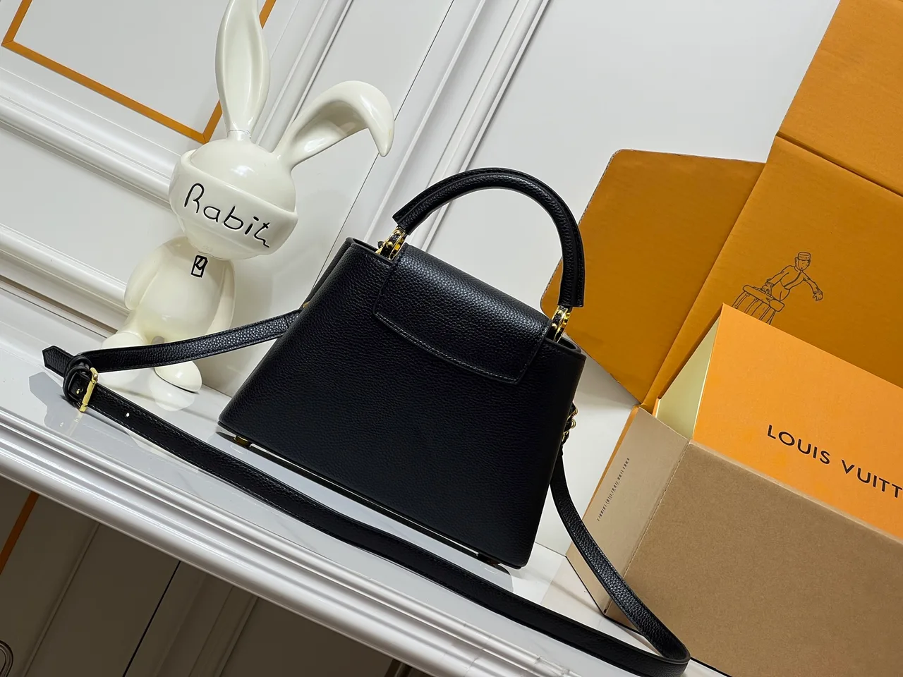 Louis Vuitton Cowhide Top-Handle Bag in Black · view 4