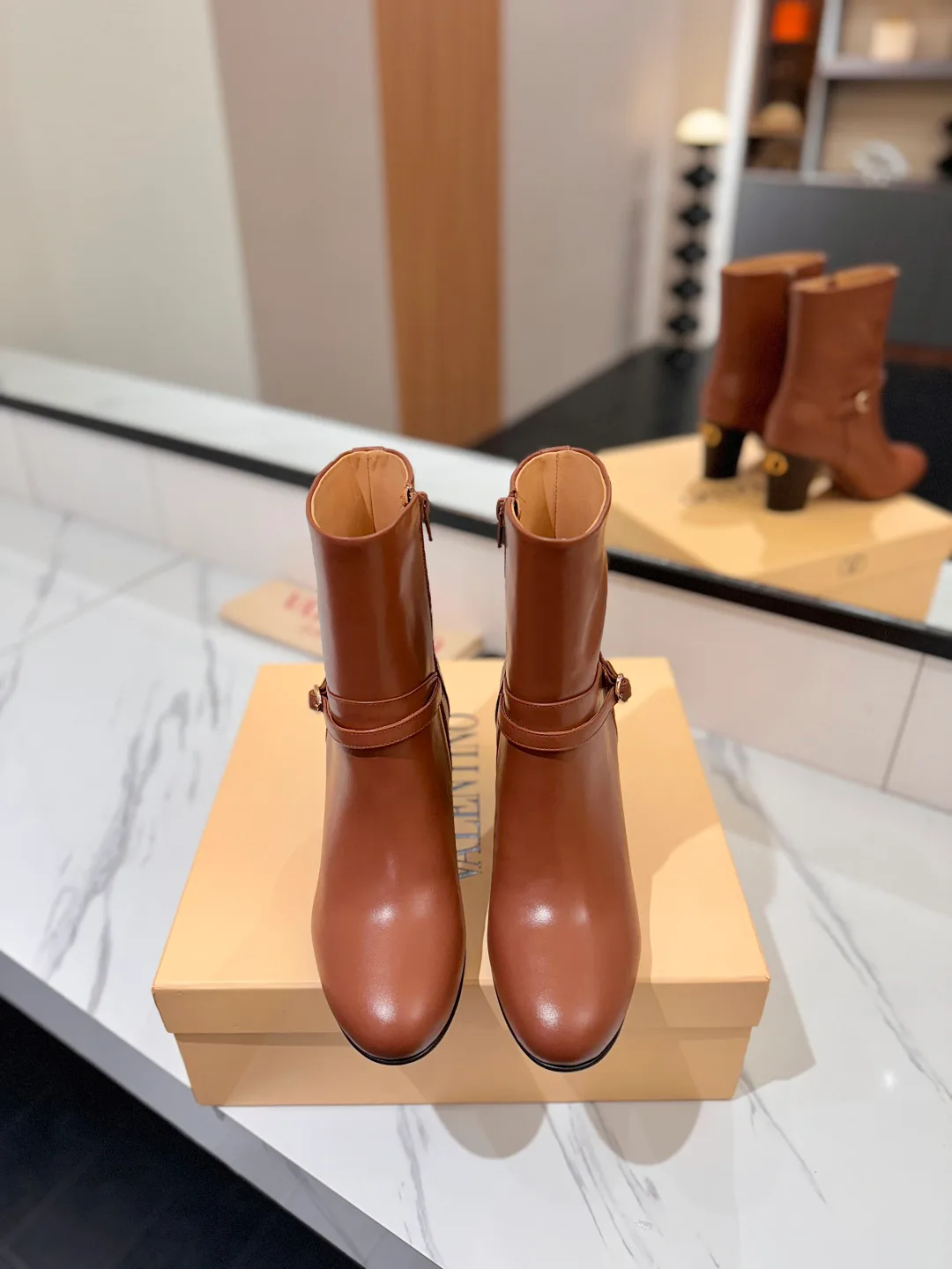 Valentino Calfskin Boots in Brown · view 3
