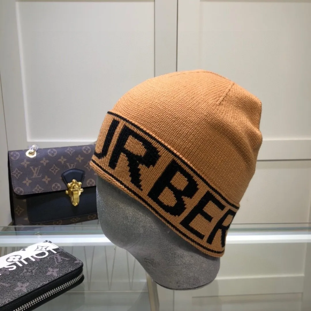 Burberry Wordmark Beanie in Brown & Grey & Black & Blue & Pink · view 1