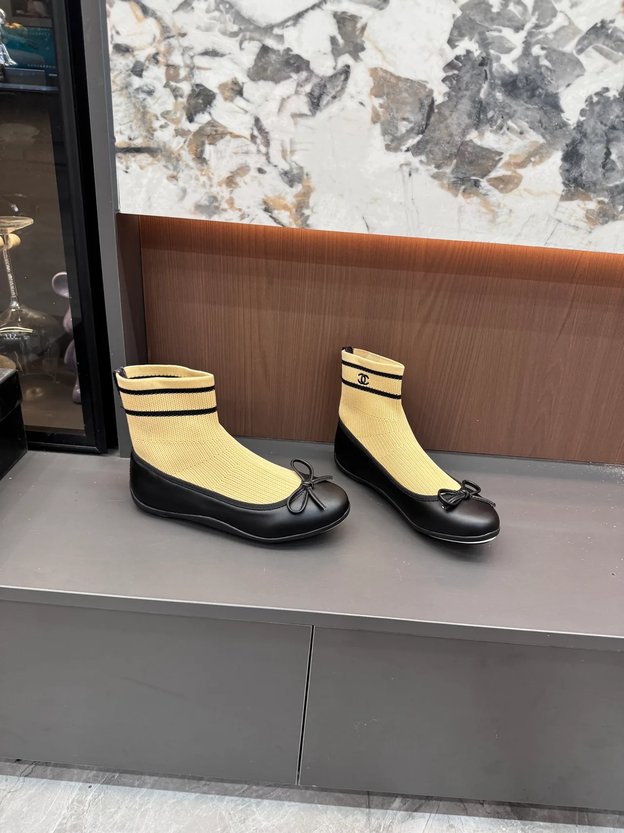 Chanel Sheepskin Sock Boots in Beige · view 3