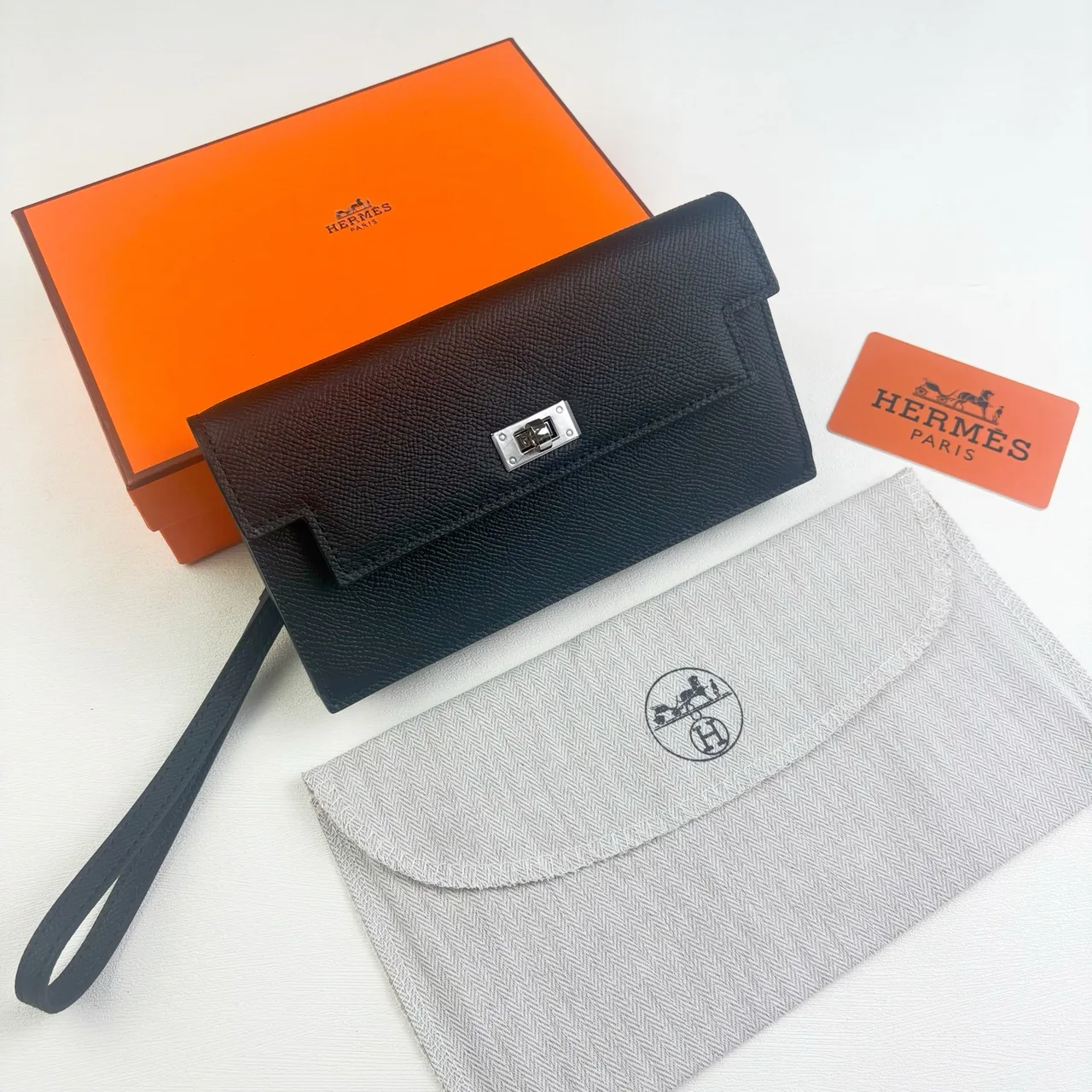 Hermes Wristlet Wallet in Orange & Blue & Grey & Black & White & Brown & Red · view 4