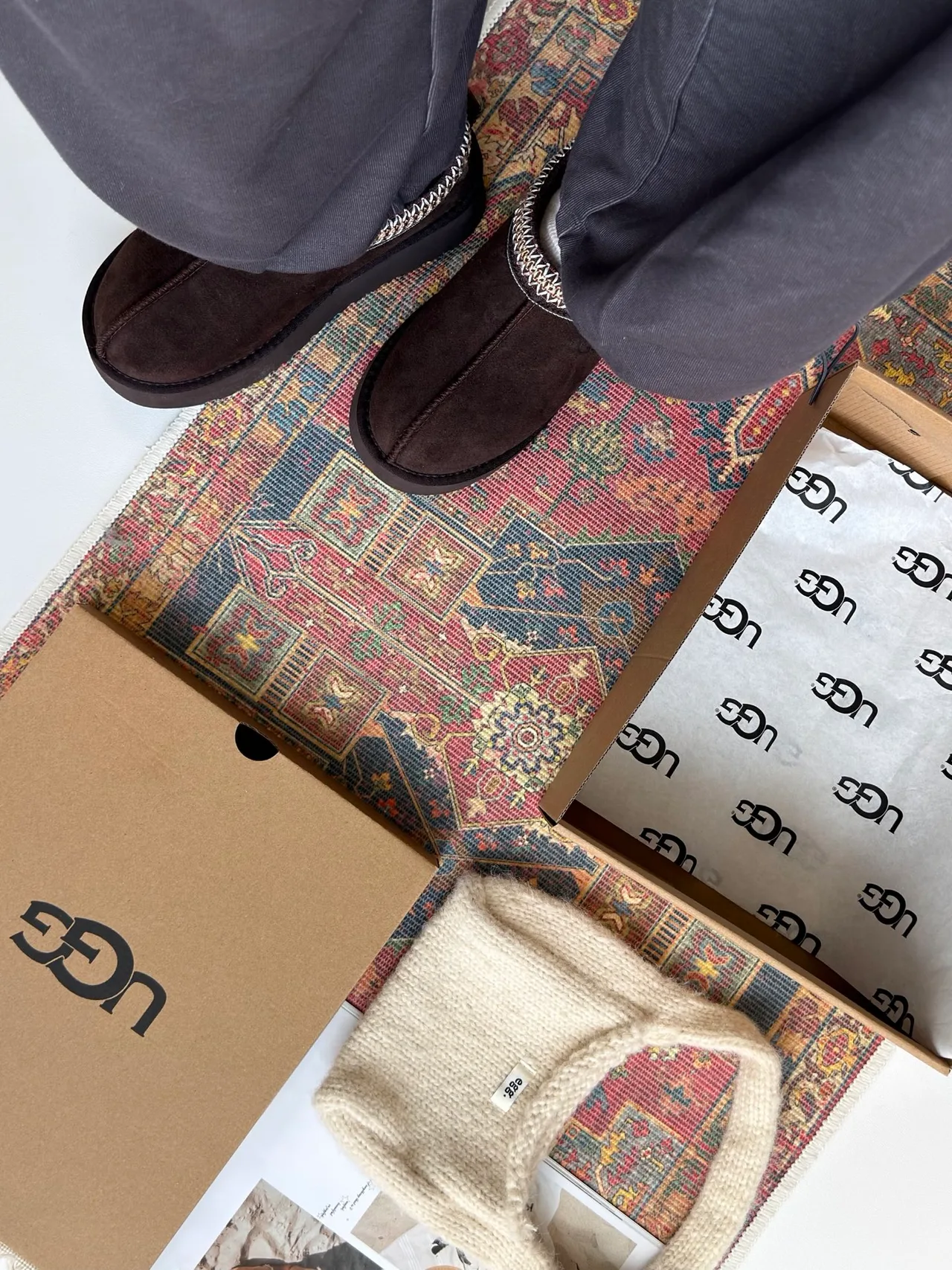 UGG Woven Suede-Look Slippers in Brown · view 5