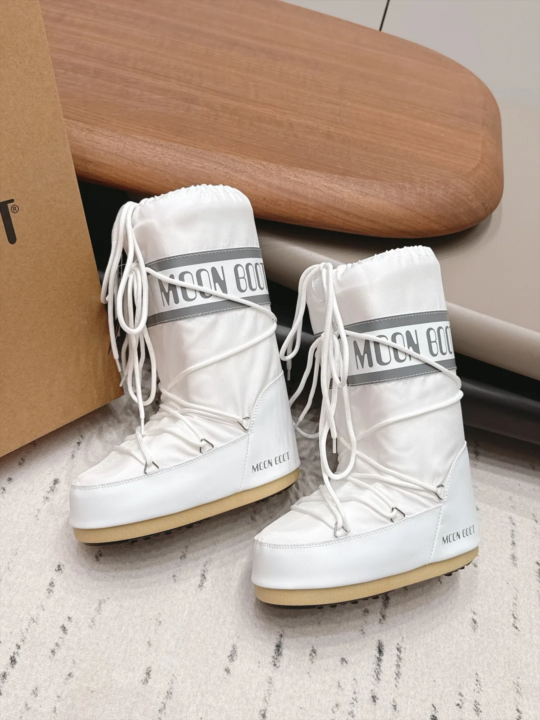 Moon Boot Smooth Snow Boots in White · view 4