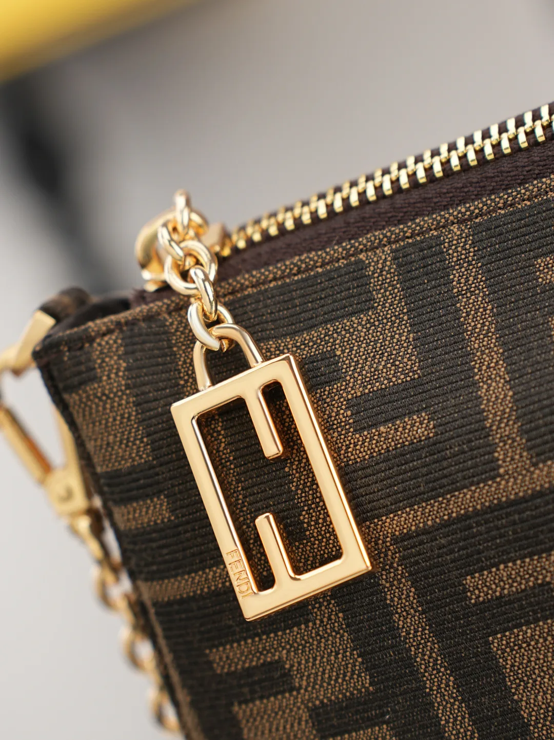Fendi Baguette Denim Clutch in Brown · view 5