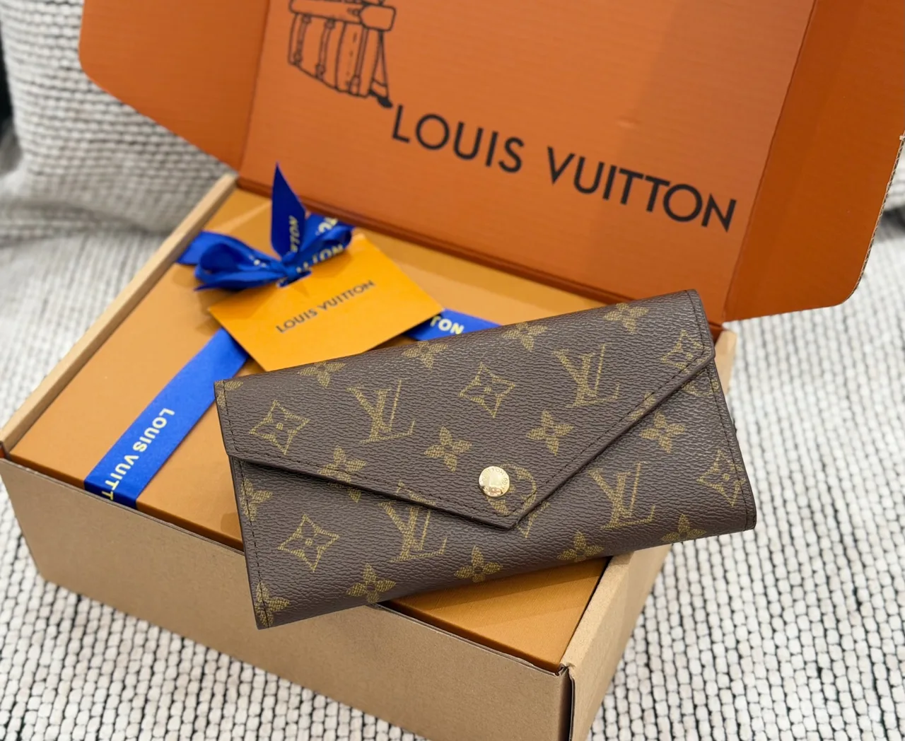 Louis Vuitton Long Wallet in Brown & White & Grey & Black · view 1