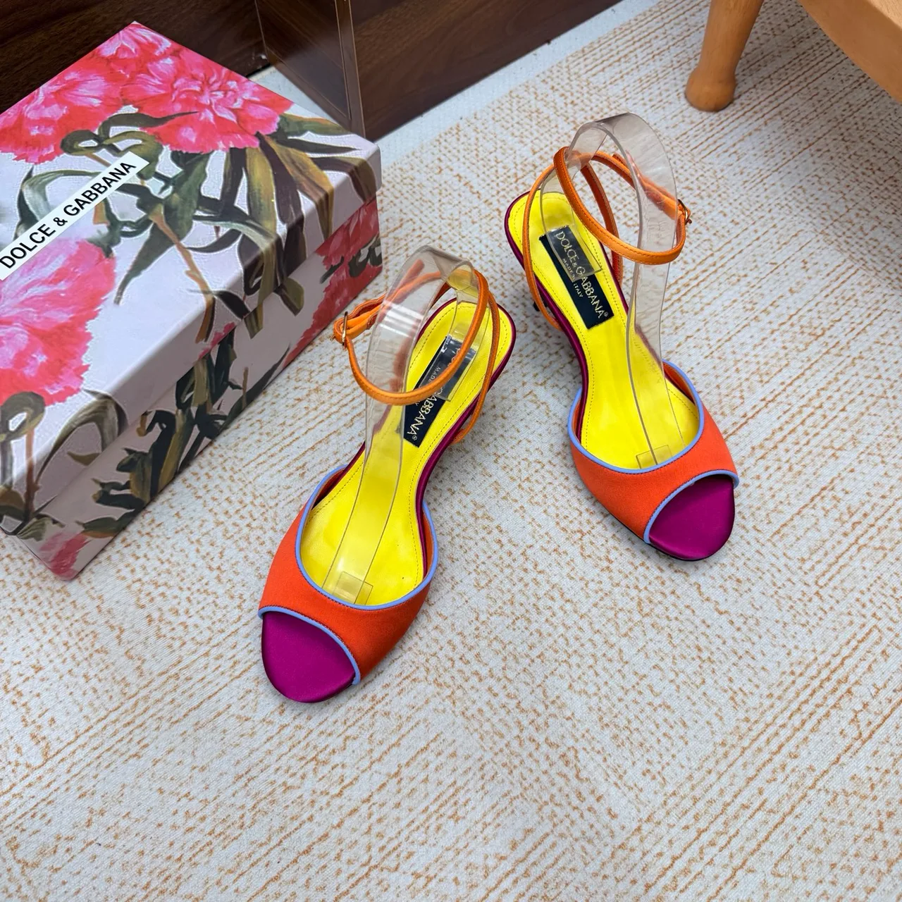 Dolce & Gabbana Peep-Toe Sandals in Orange · view 5